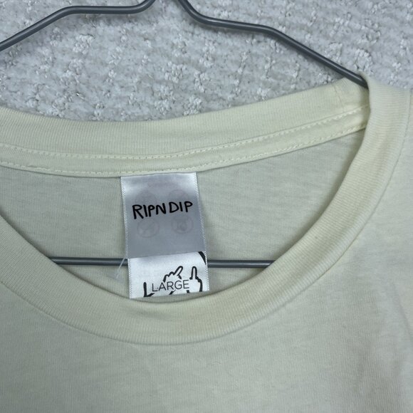 Rip N Dip Cream/Off-white Long Sleeve Pocket T-Shirt Prayer Hands Sleeve L READ* - Picture 15 of 16